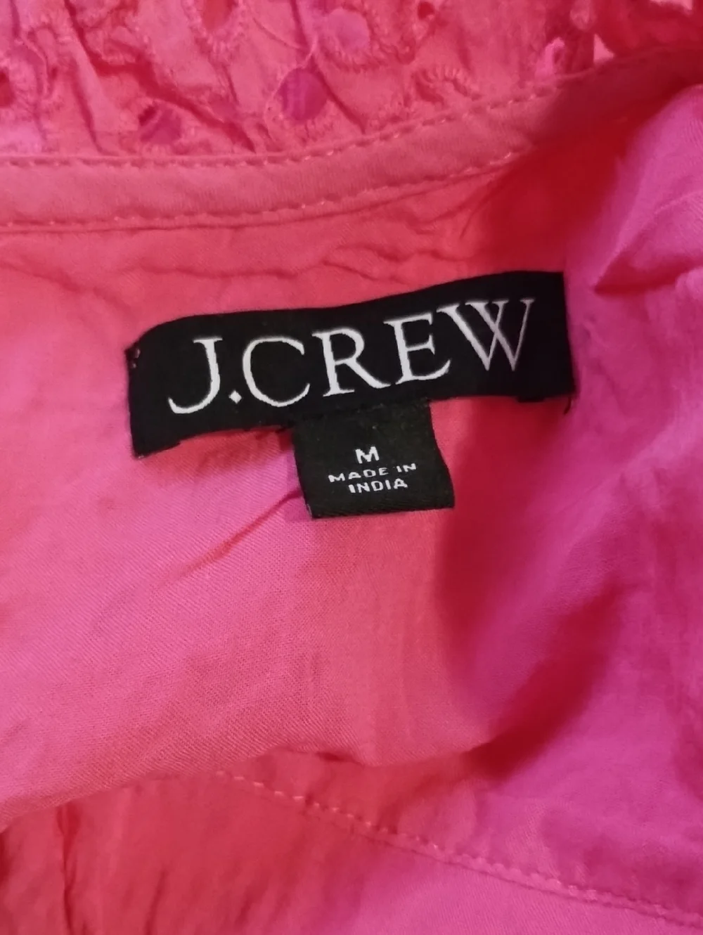 J. Crew Smocked Puff Sleeve Top Women's M Pink Eyelet Lace Feminine Boho
